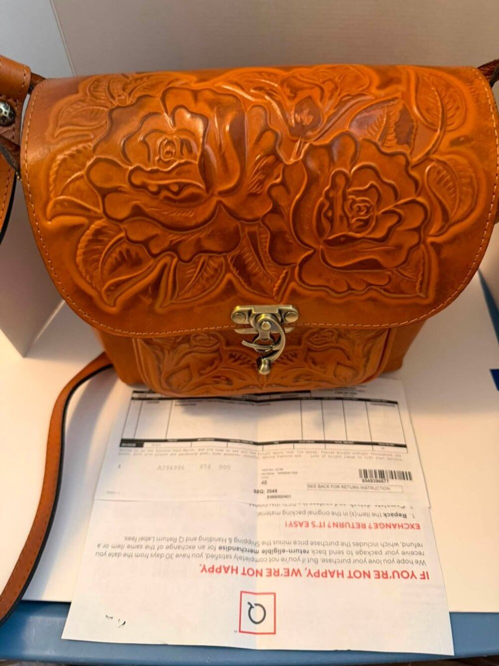 Patrica Nash Leather Leandra Flap Crossbody Burnished Gold   never used